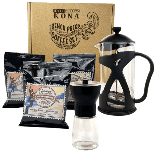 100% Hawaiian Coffees, French Press with Grinder