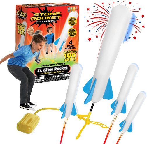 4 Foam Rockets and Toy Air Rocket Launcher