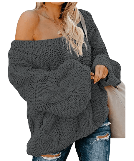 Sexy Long Sleeve Off Shoulder Loose Knit Sweater