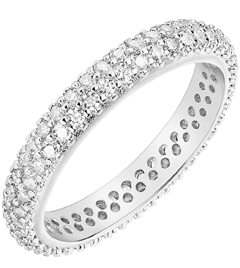 14K Gold Plated Cubic Zirconia Double Row Eternity Ban