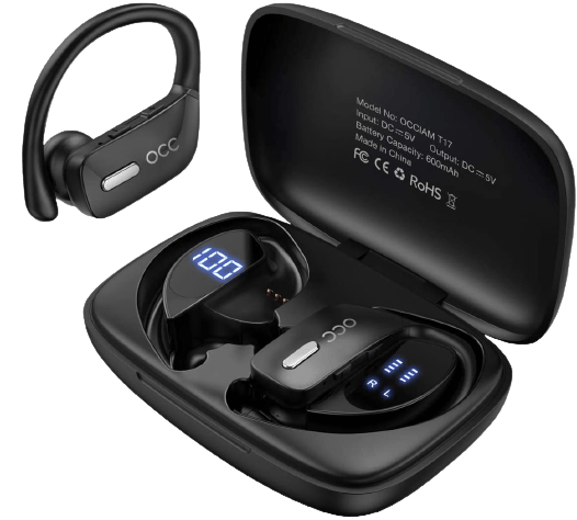 Wireless Waterproof Bluetooth Earbuds with Microphone LED Display for Sports