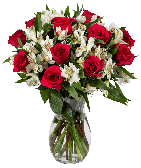 Roses and Alstroemeria - Fresh Cut Flowers Bouquet