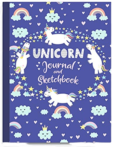 Unicorn Journal and Sketchbook with Lined and Blank Pages