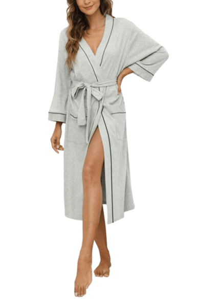 Womens Soft Lightweight Kimono Long Knit Bathrobe