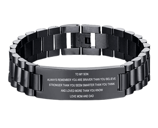 To My Son Stainless Steel Inspirational Wristband Bracelet