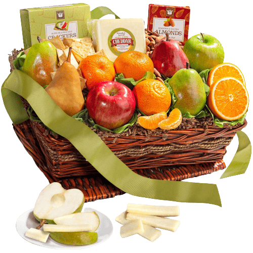 Fresh Fruit Basket with Crackers, Cheese & Nuts