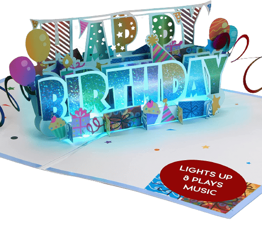 Light & Music Pop Up Happy Birthday Card