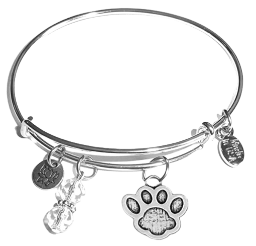 Stainless Steel Message Charm with Paw Print