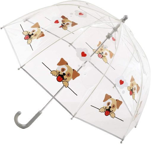 Clear Bubble Umbrella with Doggie Hearts
