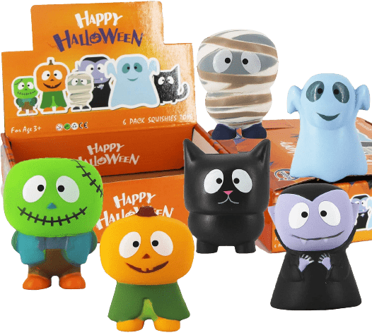 Halloween Squishy Toys: Pumpkin, Zombie, Vampire