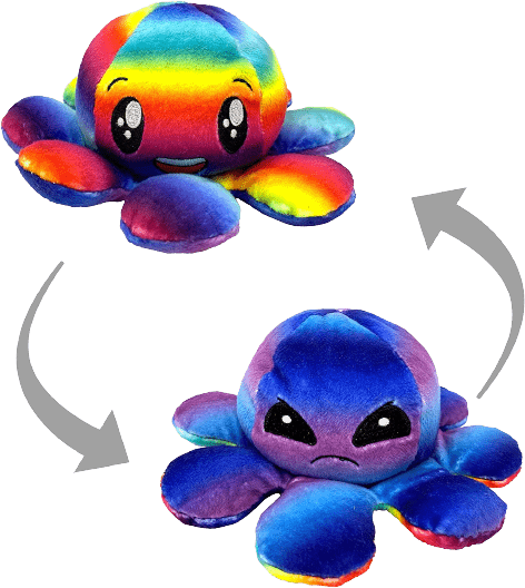 Reversible Angry & Happy Octopus Plush Toy