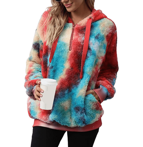 Women’s Fleece Tie Dye Sherpa Pullover
